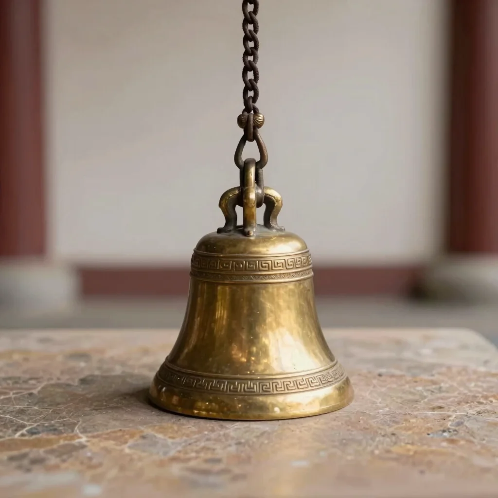 Carved Brass Hanging Temple Bell